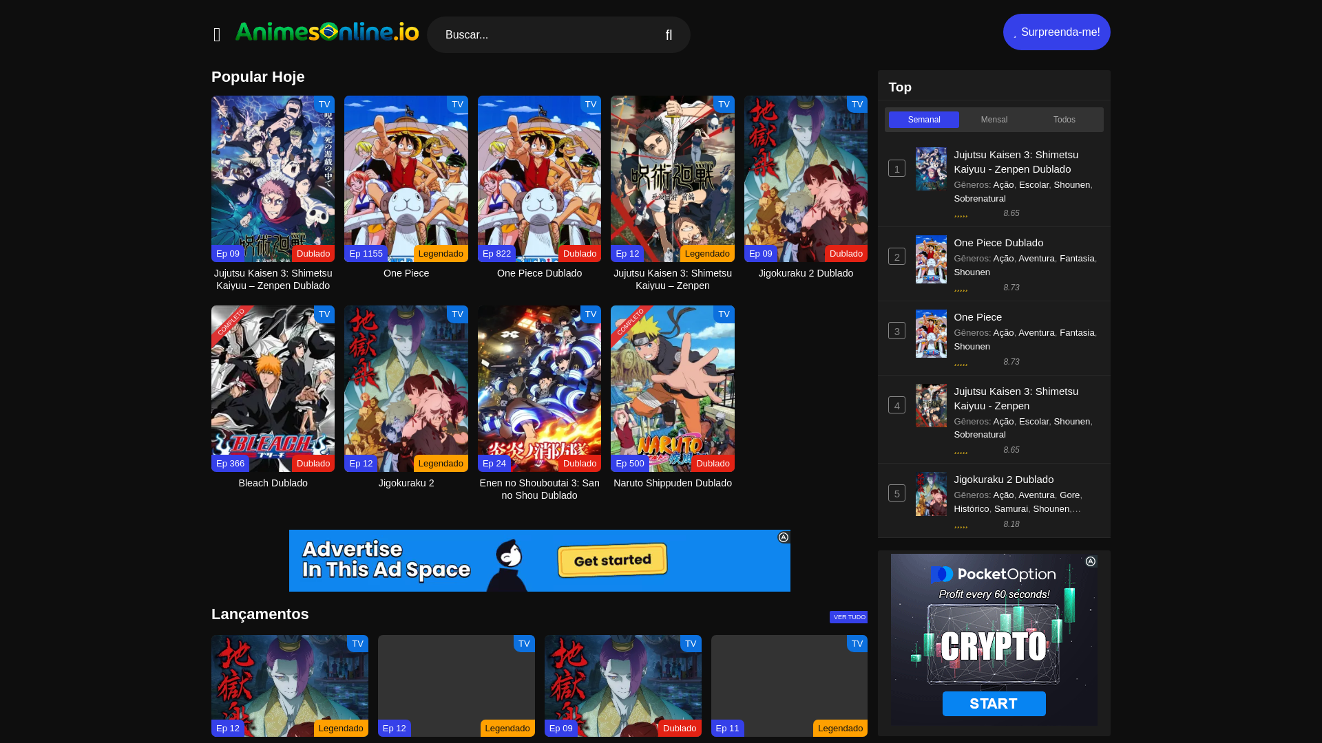 website screenshot of https://animesonline.io/