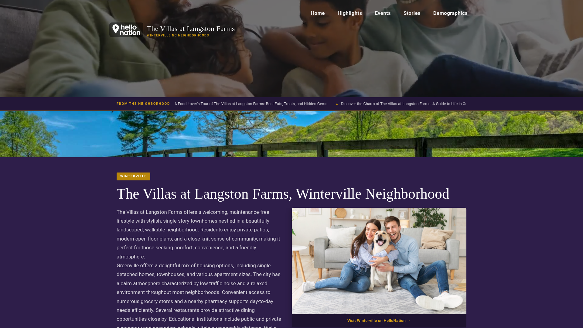 website screenshot of https://thevillasatlangstonfarmswintervilleneighborhood.org/