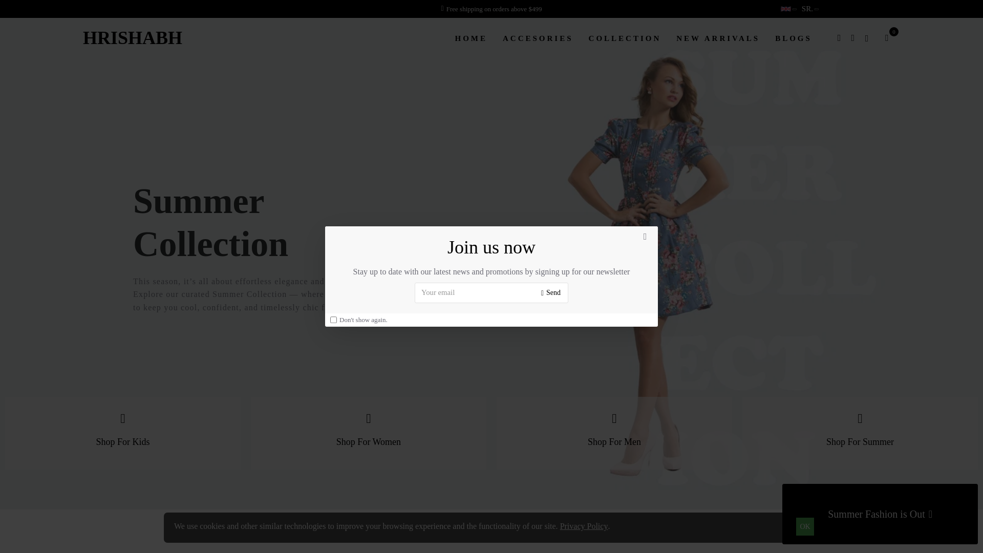 website screenshot of https://hrishabhinternational.online