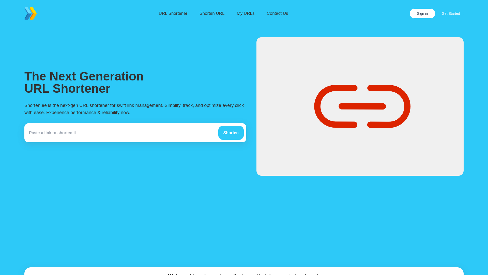 website screenshot of https://shorten.ee