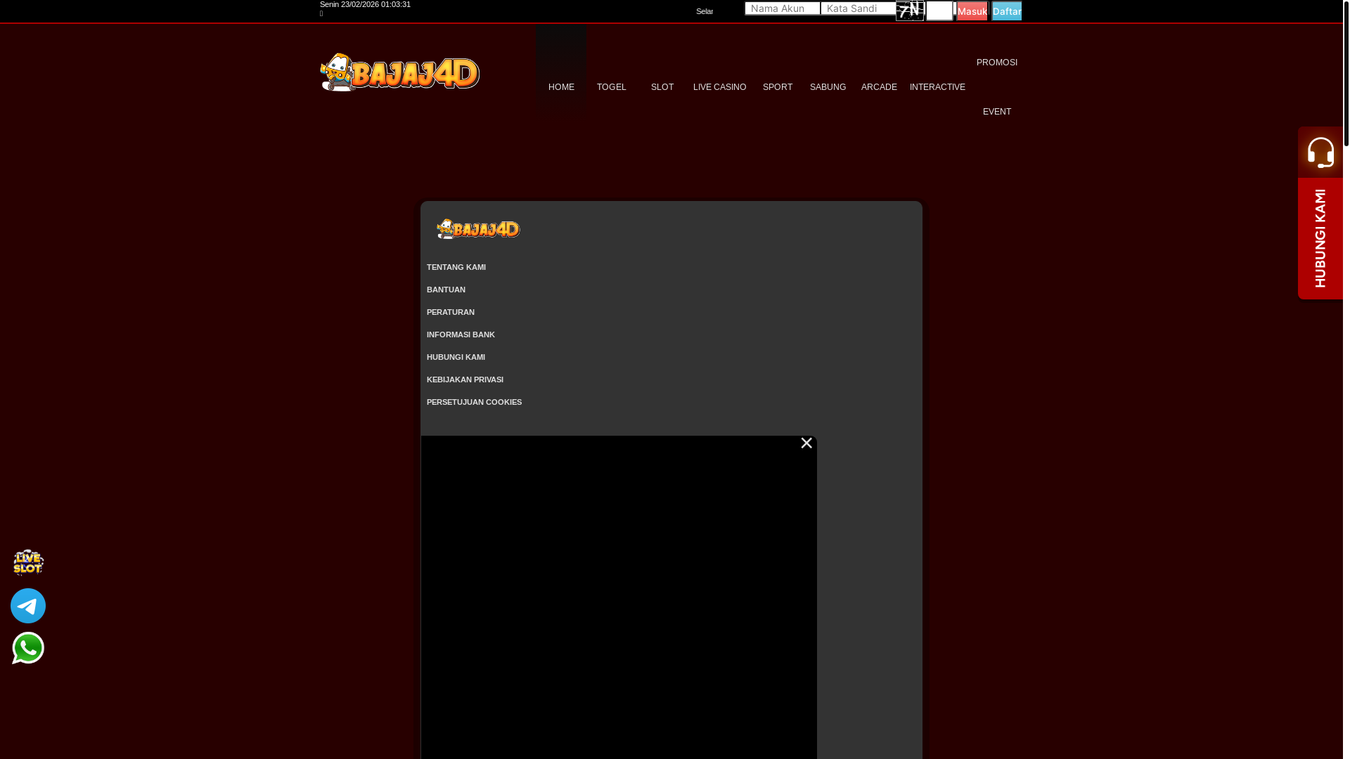website screenshot of https://bajaj4dcc.lol/