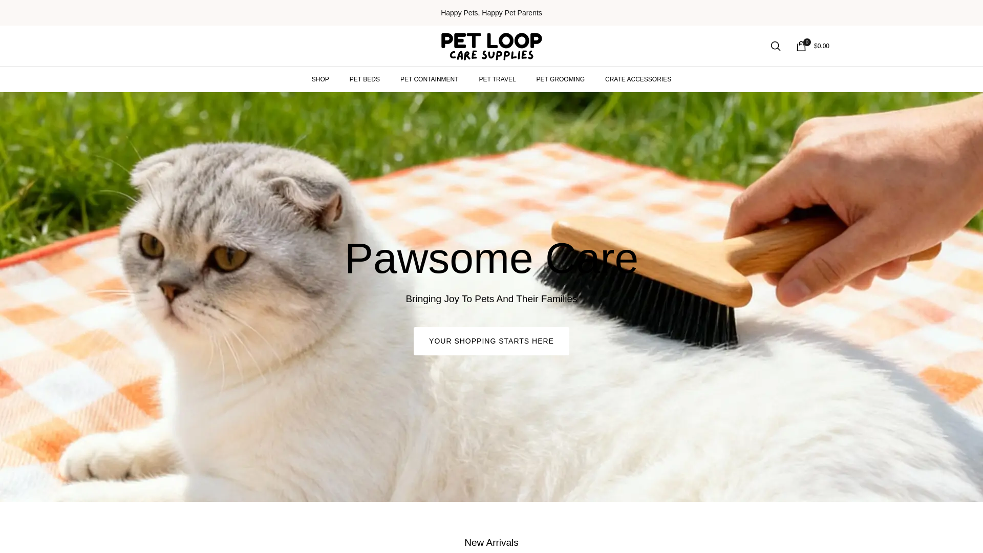 website screenshot of https://petloopcaresupplies.com