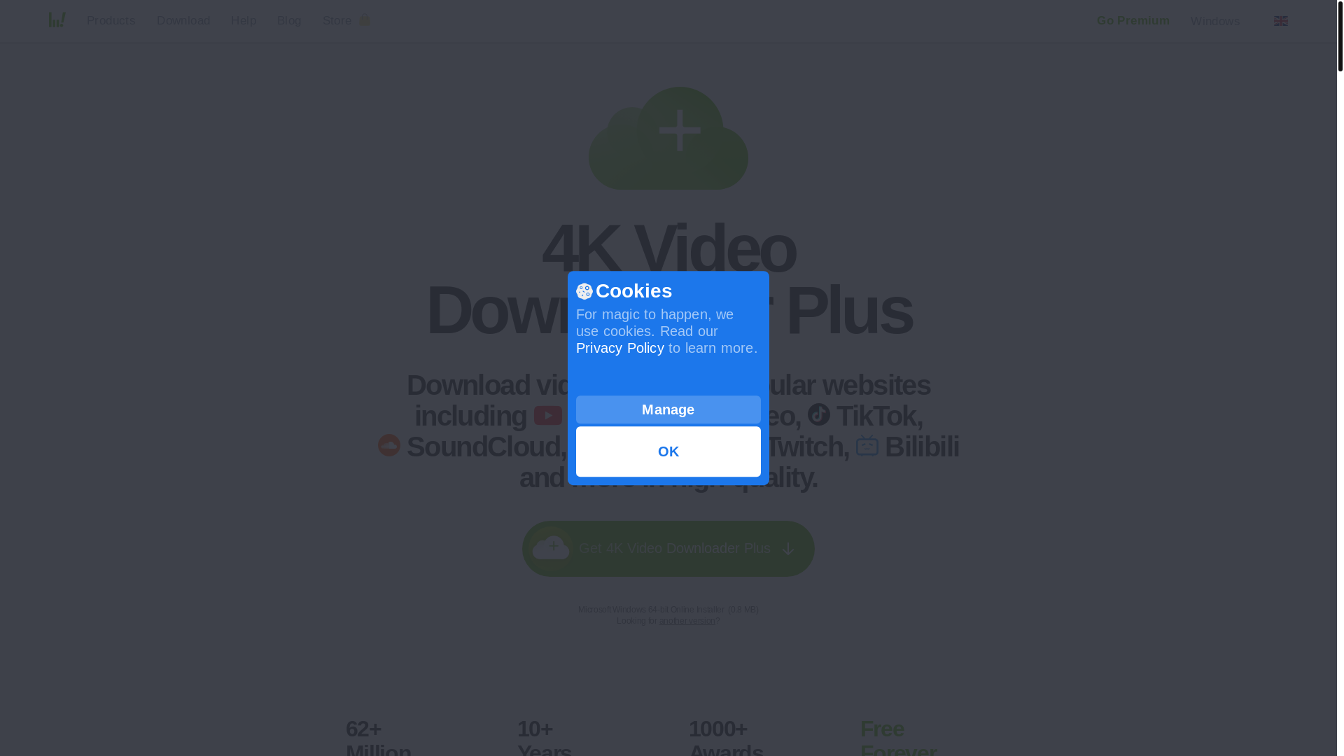 website screenshot of https://www.4kdownload.com/products/videodownloader-42