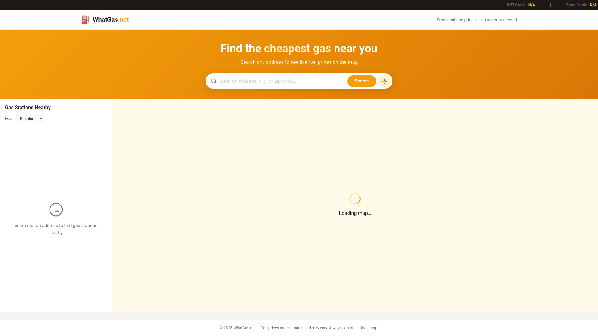 website screenshot of https://whatgas.net/