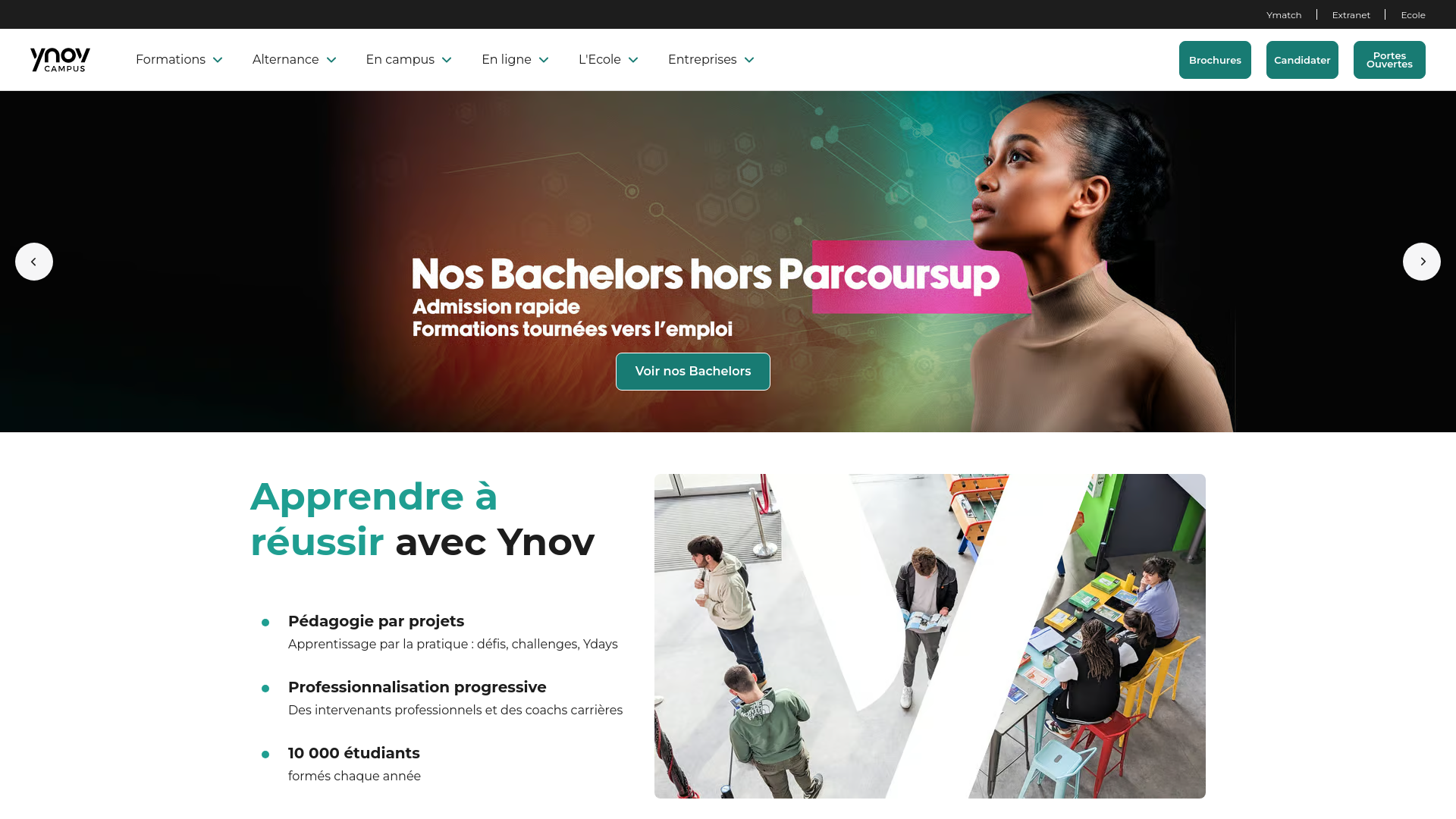 website screenshot of https://www.ynov.com/