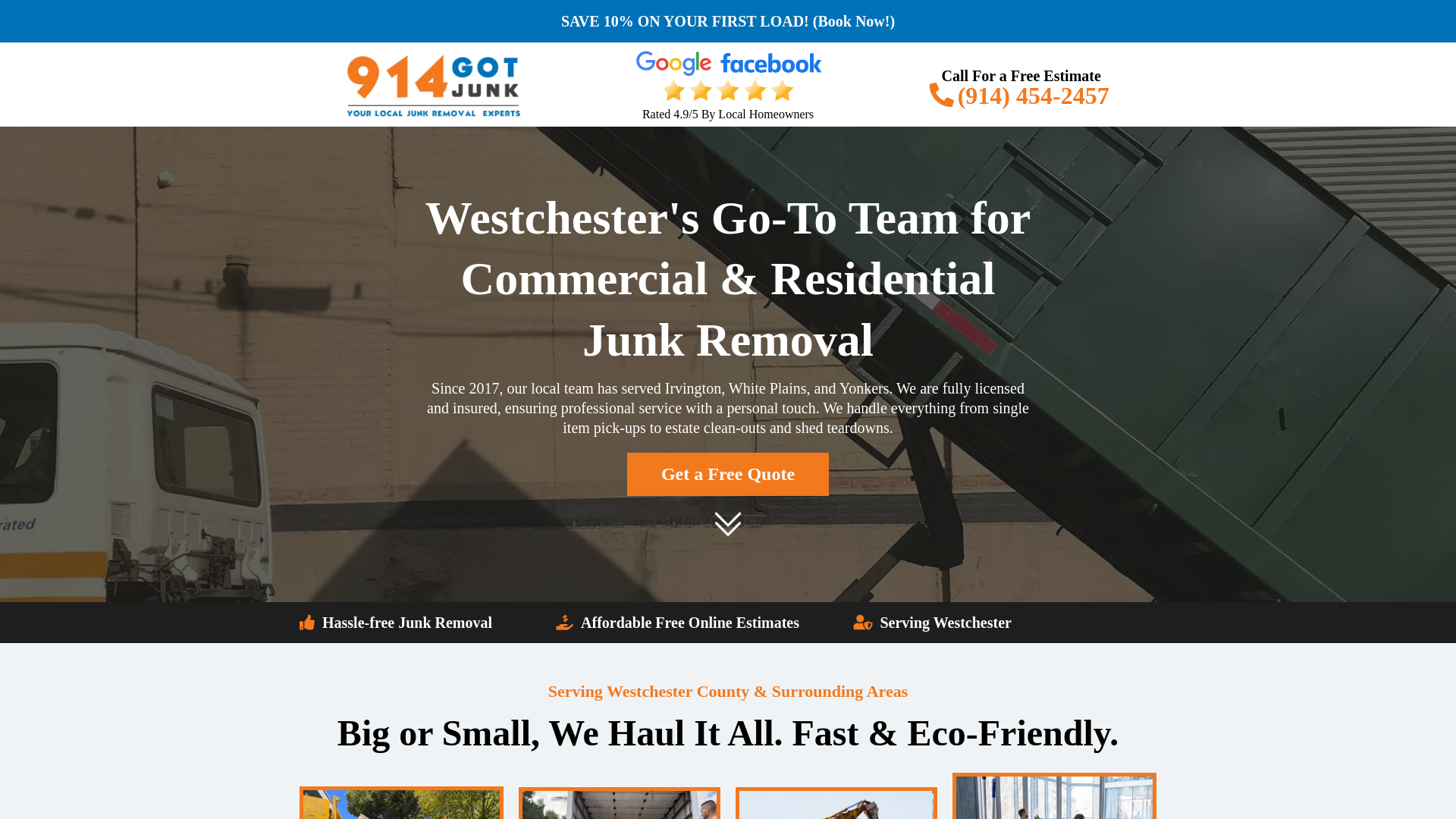 website screenshot of https://914gotjunk.online/