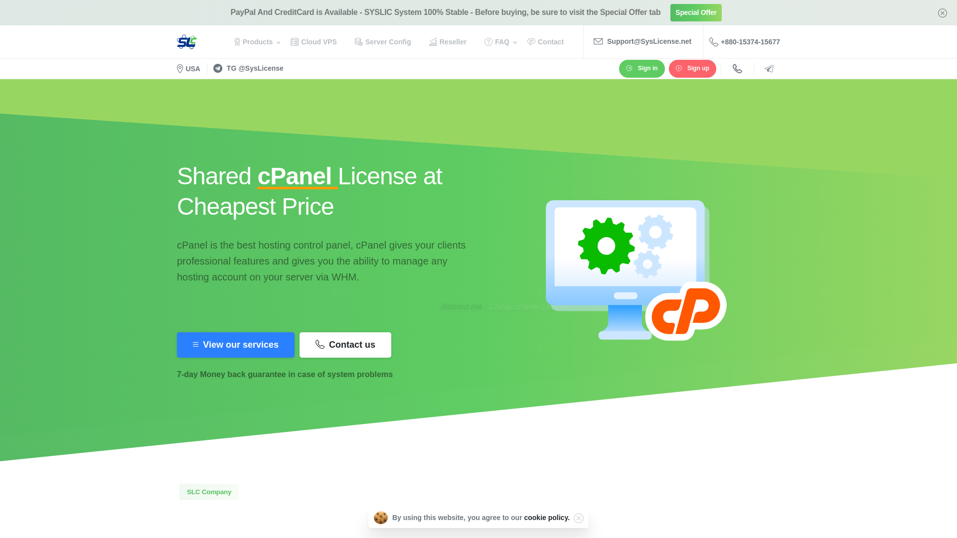 website screenshot of https://syslicense.net/