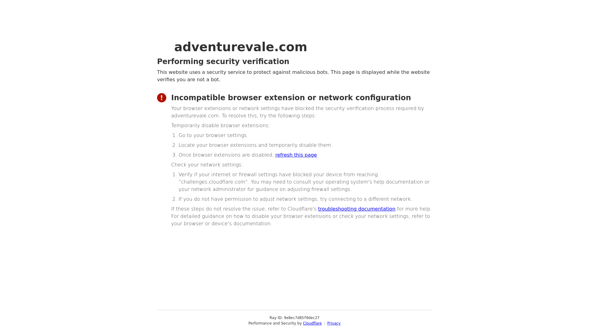 website screenshot of https://adventurevale.com