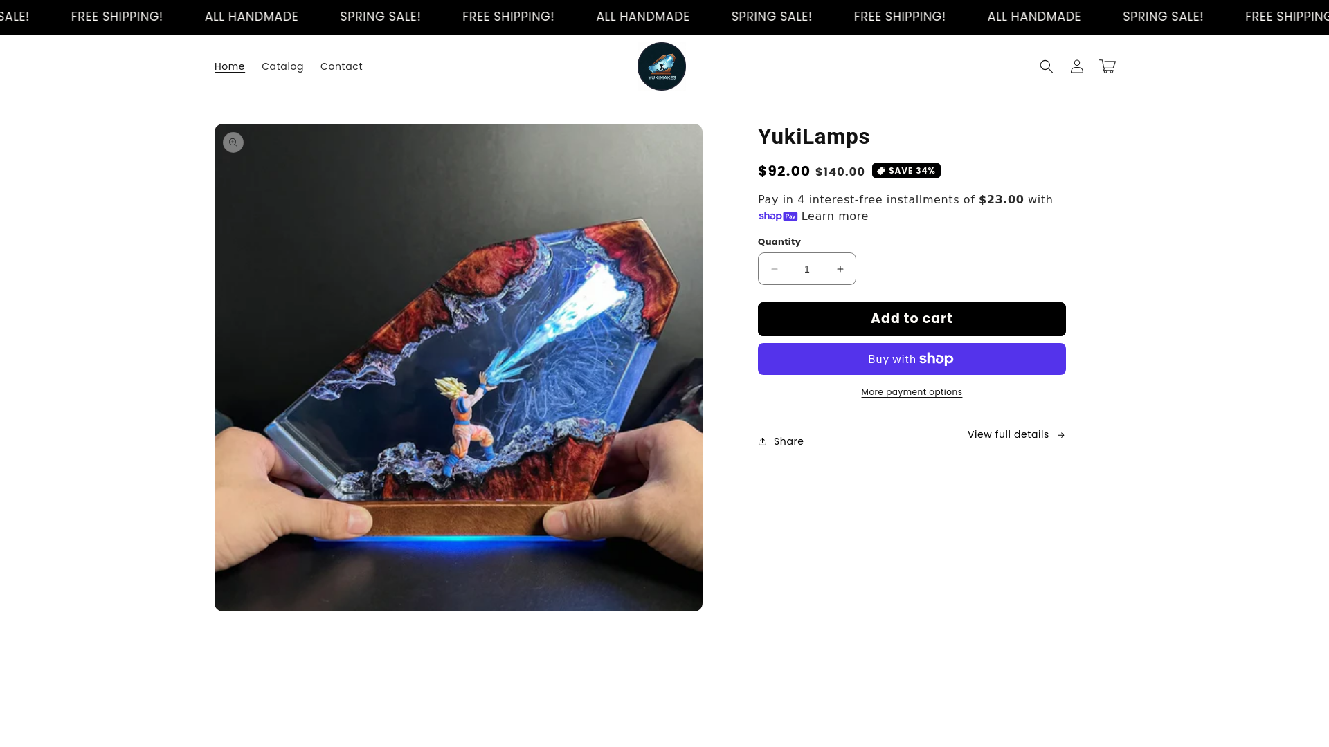 website screenshot of https://yukicrafts.shop