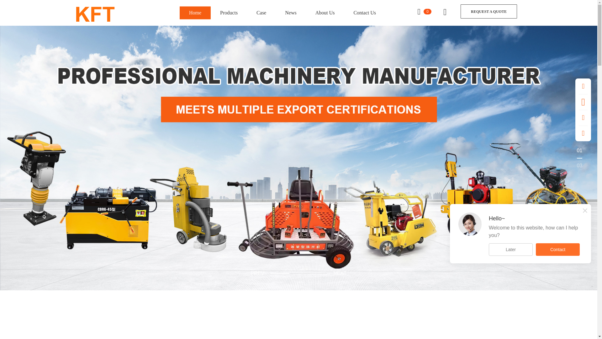 website screenshot of https://kftmachinery.com/