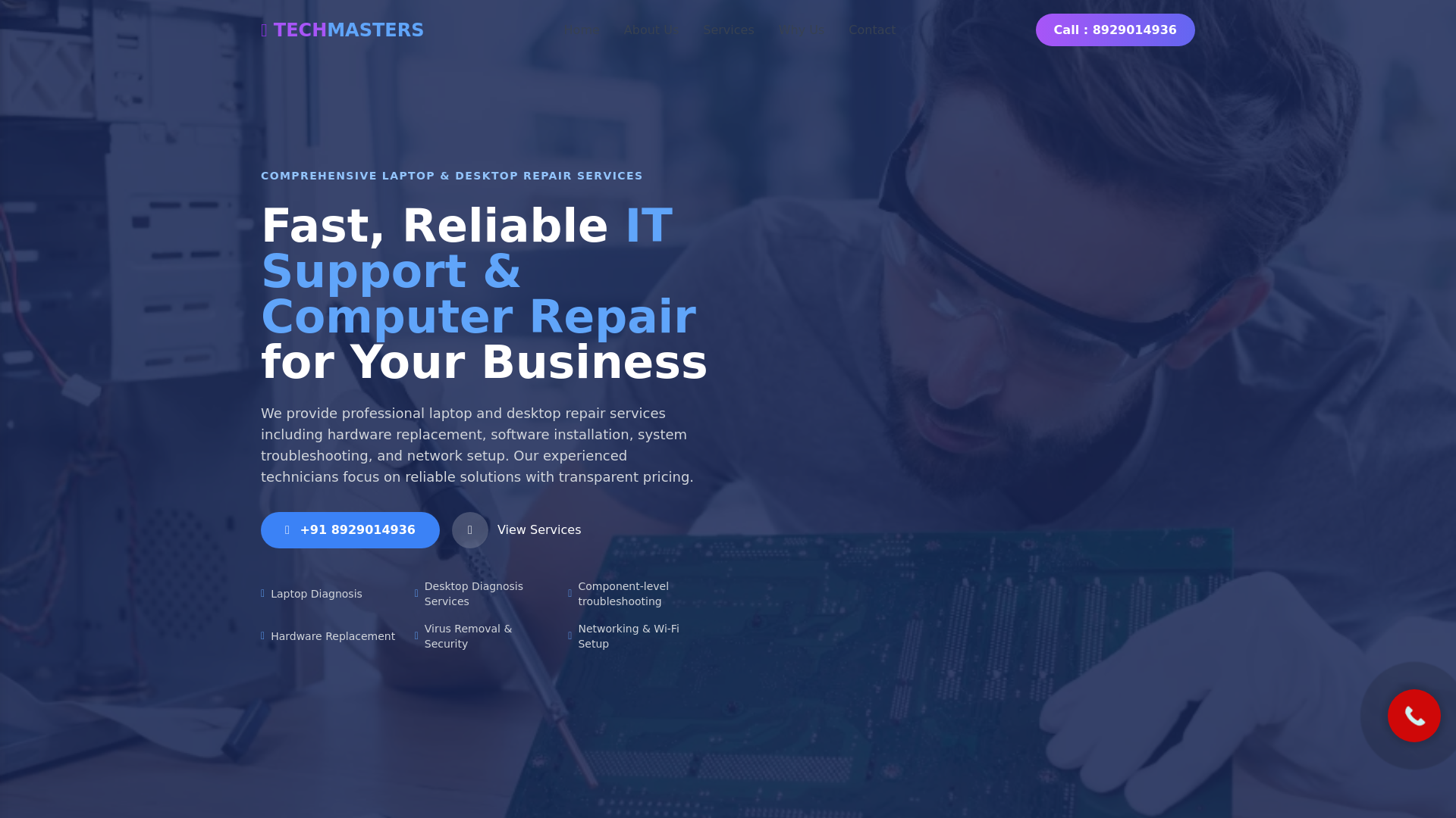 website screenshot of https://tech-masters.online/