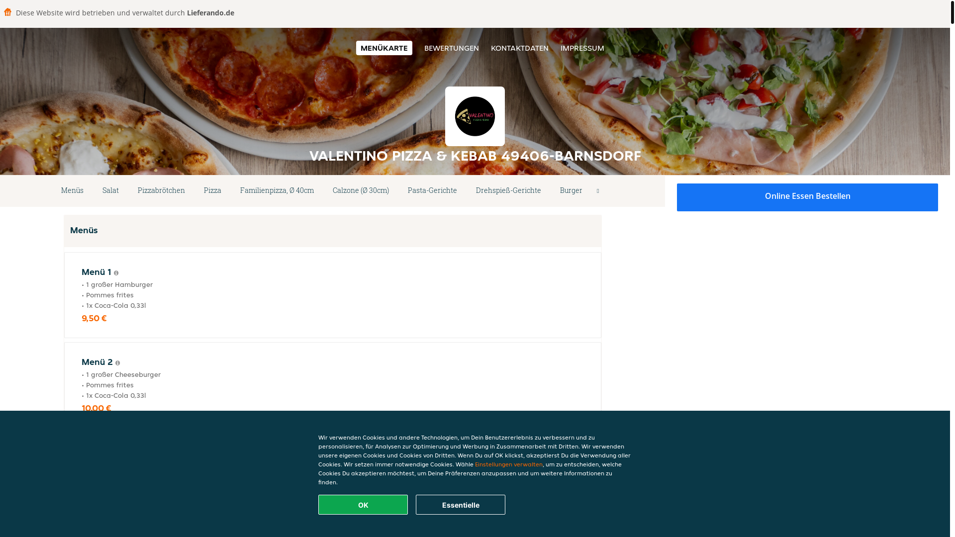 website screenshot of https://valentinopizzakebab-barnstorf.de/