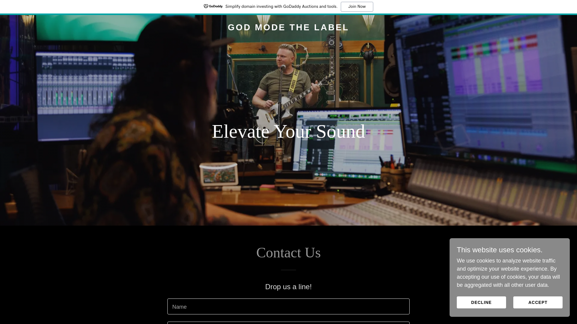website screenshot of https://godmodethelabel.com/