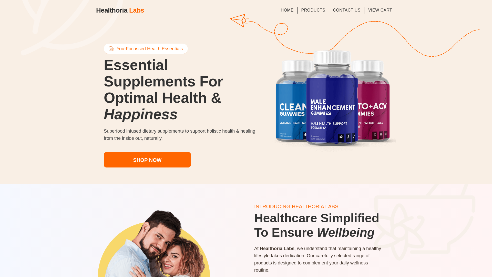 website screenshot of https://healthorialabs.com/