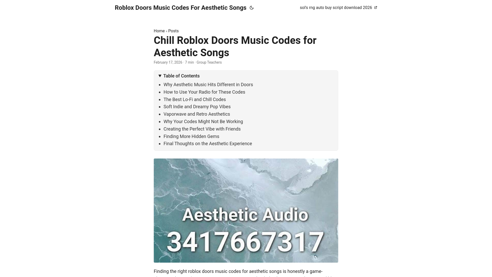 website screenshot of https://roblox-doors-music-codes-for-aesthetic-songs.pages.dev/