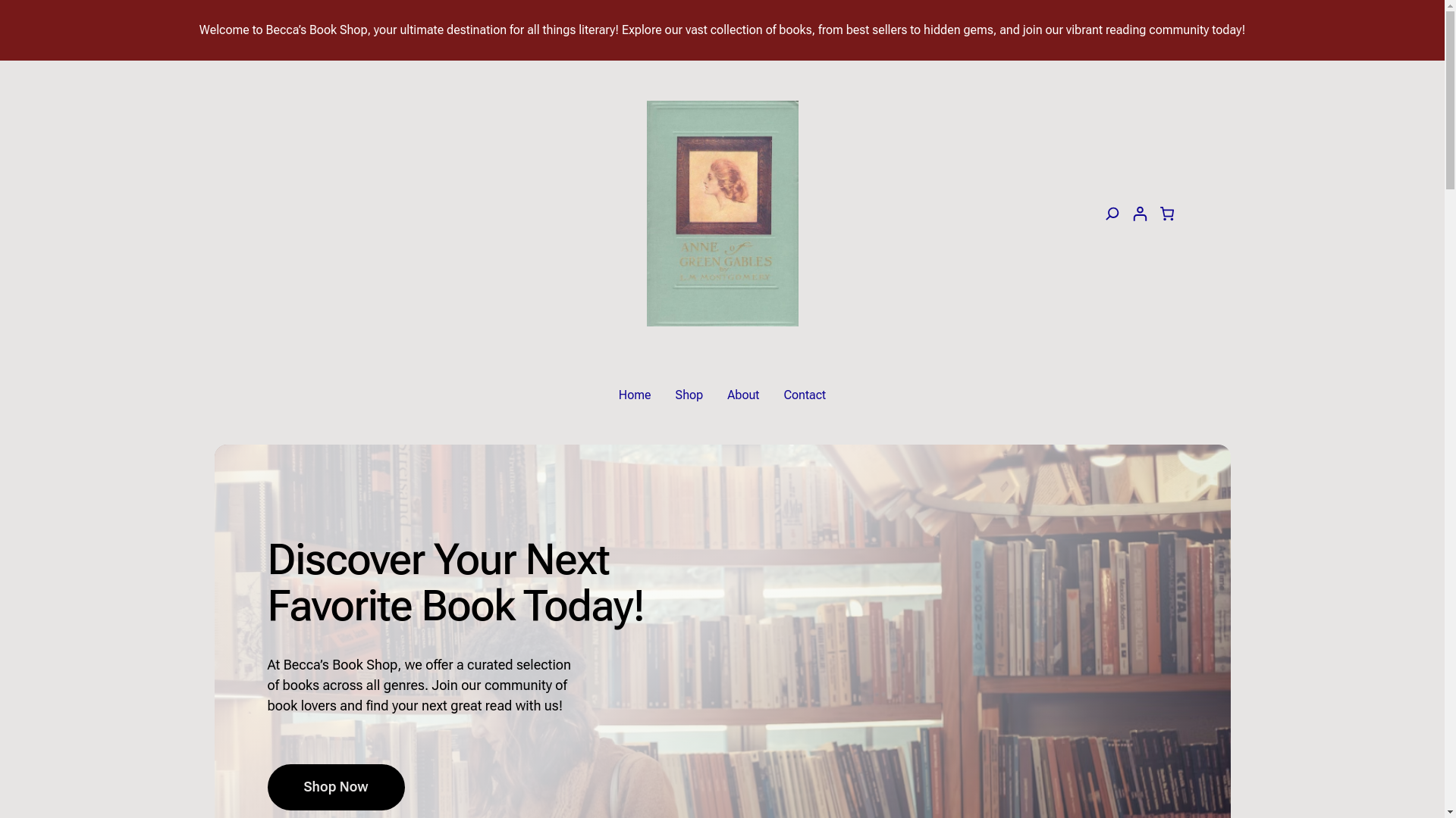 website screenshot of https://beccasbookshop.com/