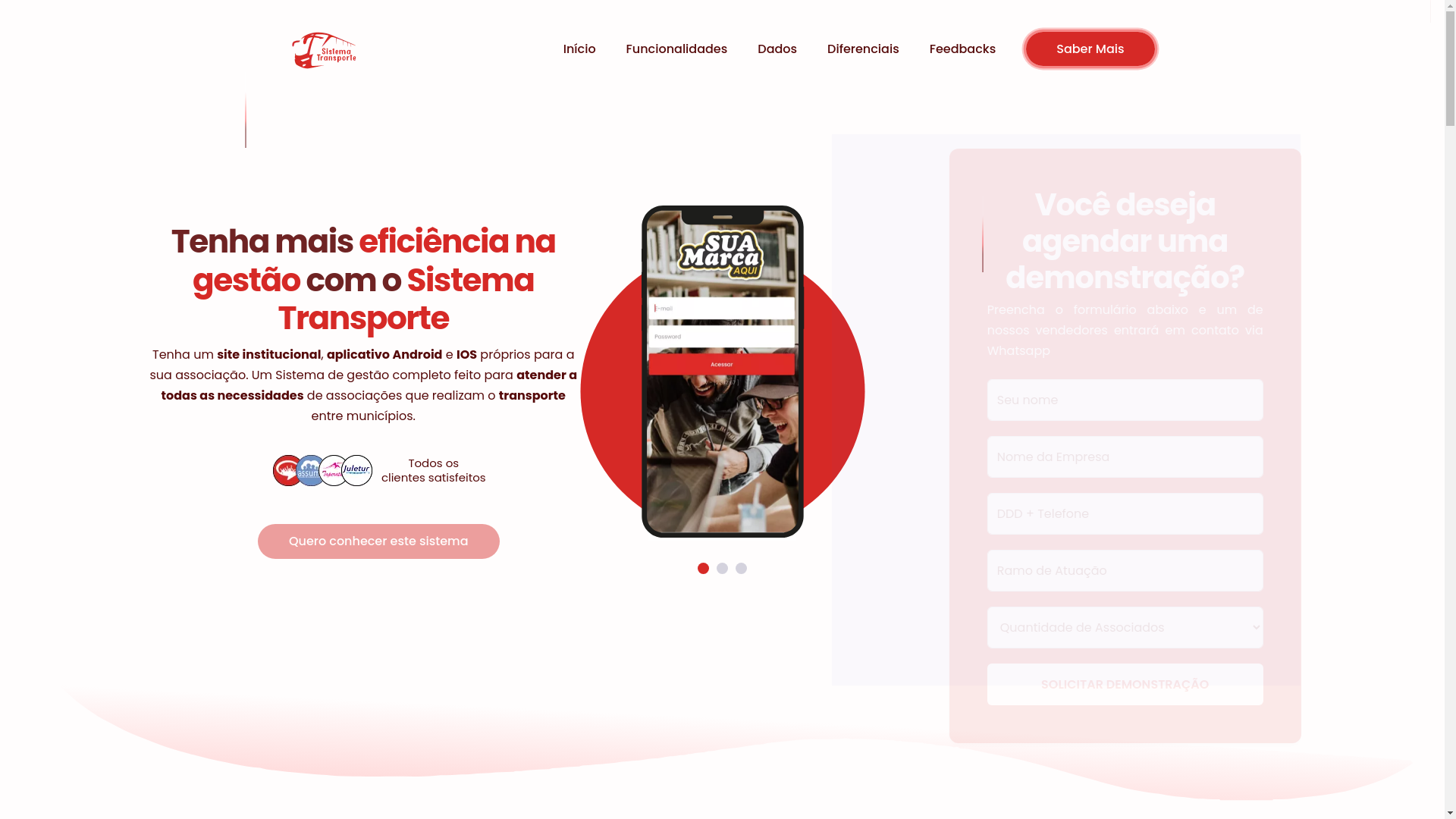 website screenshot of https://lp-sistematransporte.pages.dev/