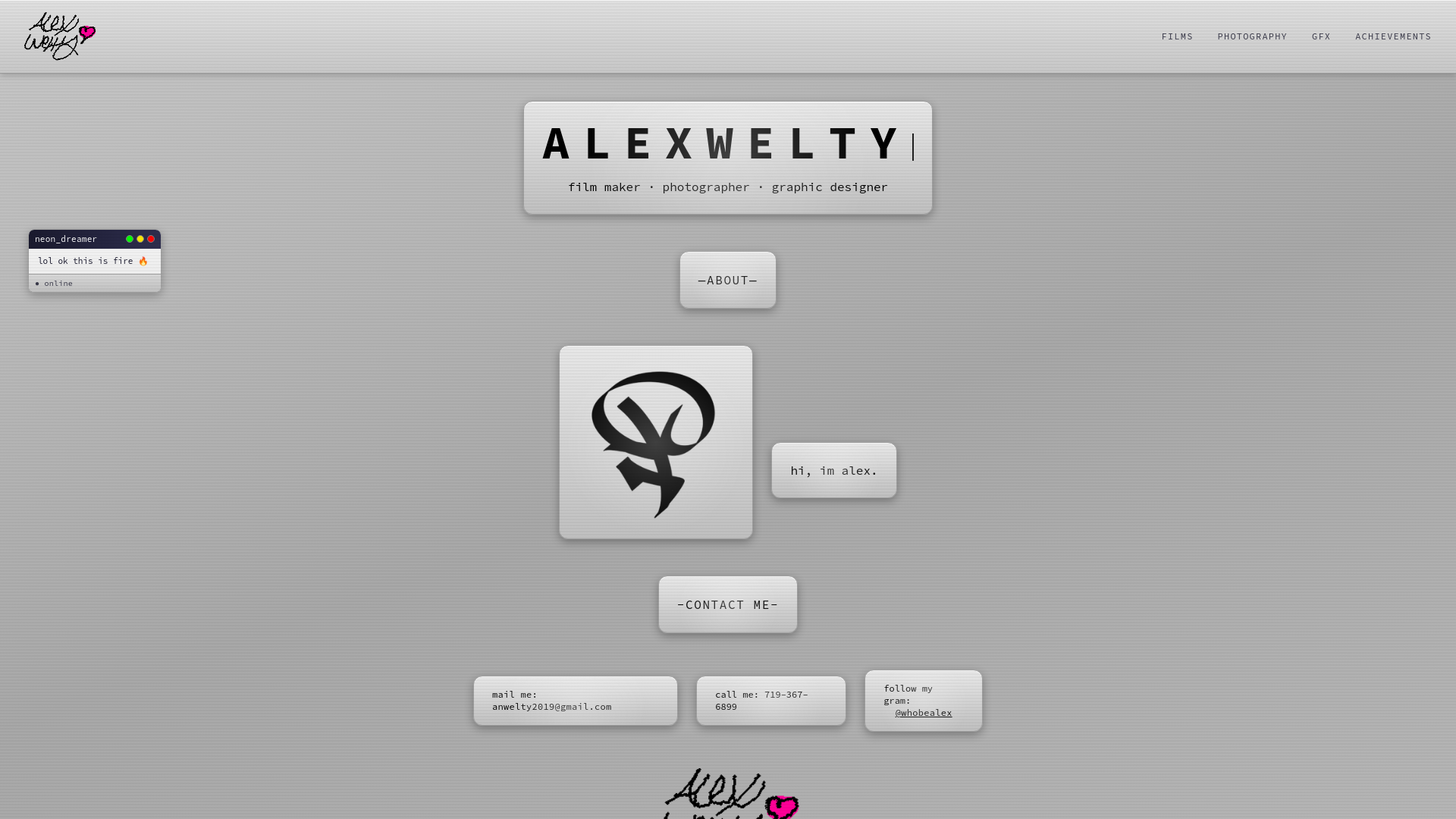 website screenshot of https://alexwelty.com/