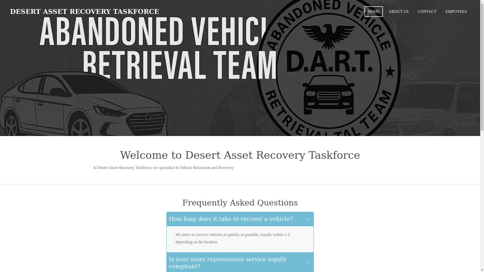 website screenshot of https://desertassetrecoverytaskforce.com/