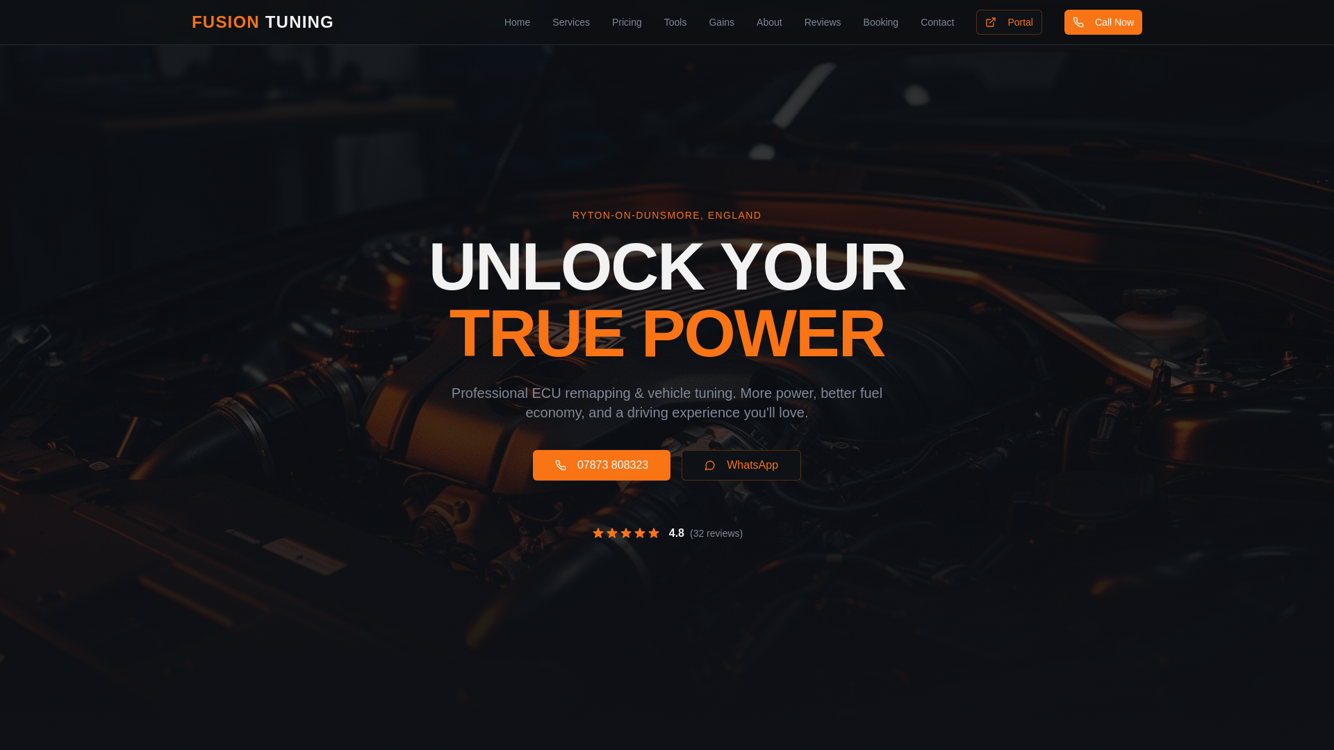 website screenshot of https://fusiontuning.app/