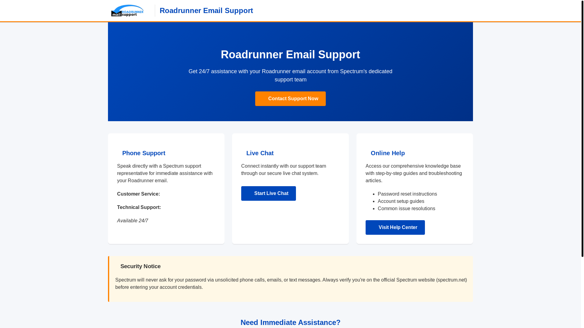 website screenshot of https://roadrunner-support.pages.dev/