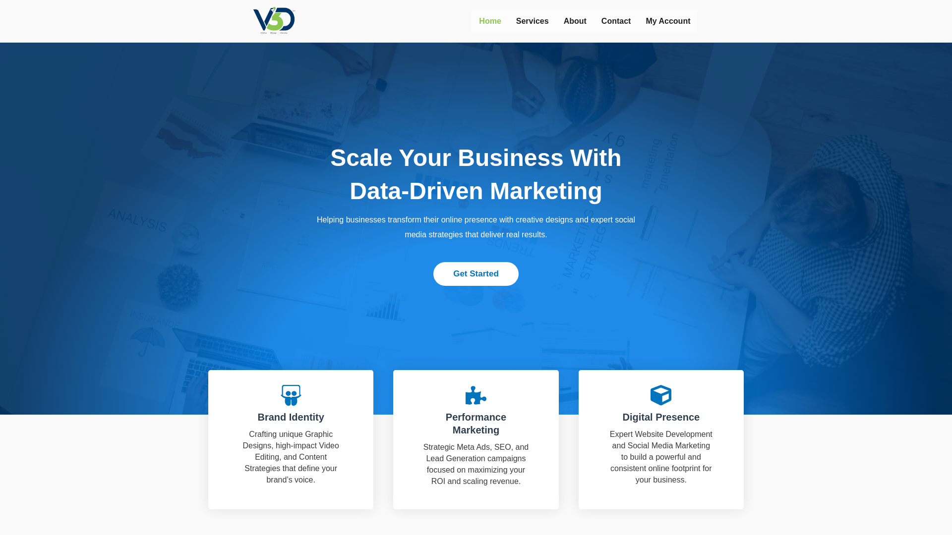 website screenshot of https://v3dtech.in