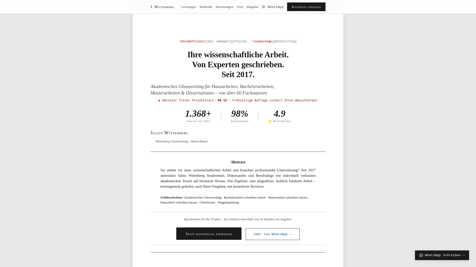 website screenshot of https://julius-wittenberg.com