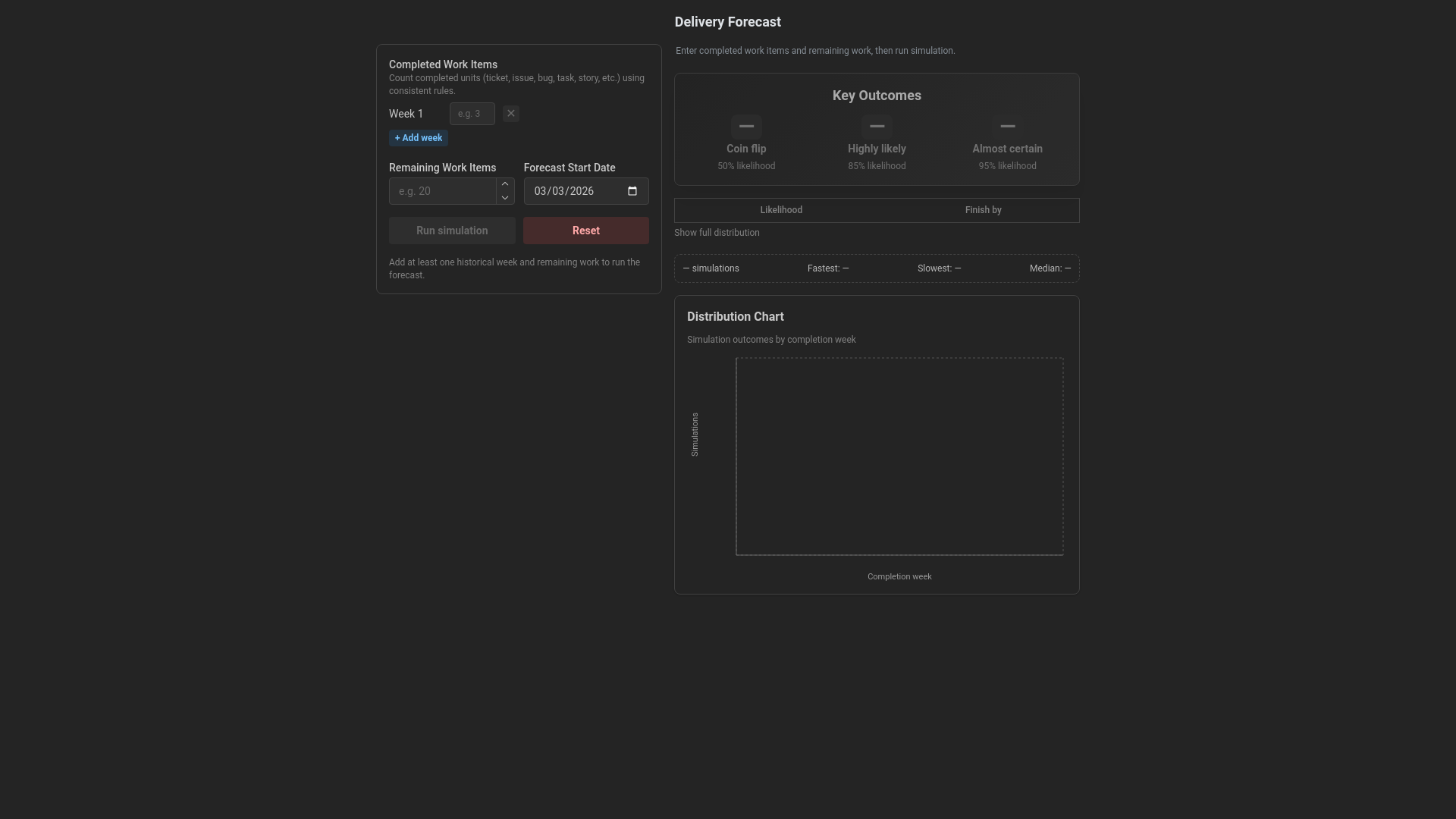 website screenshot of https://deliveryforecast.app/