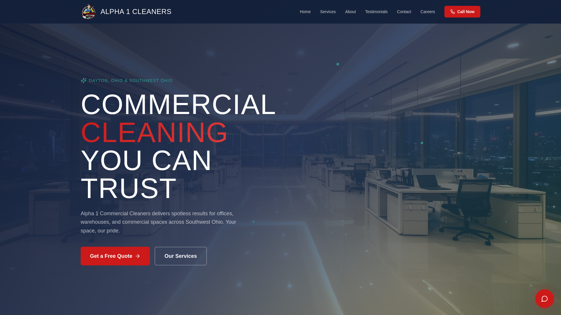 website screenshot of https://alpha1commercialcleaners.com/