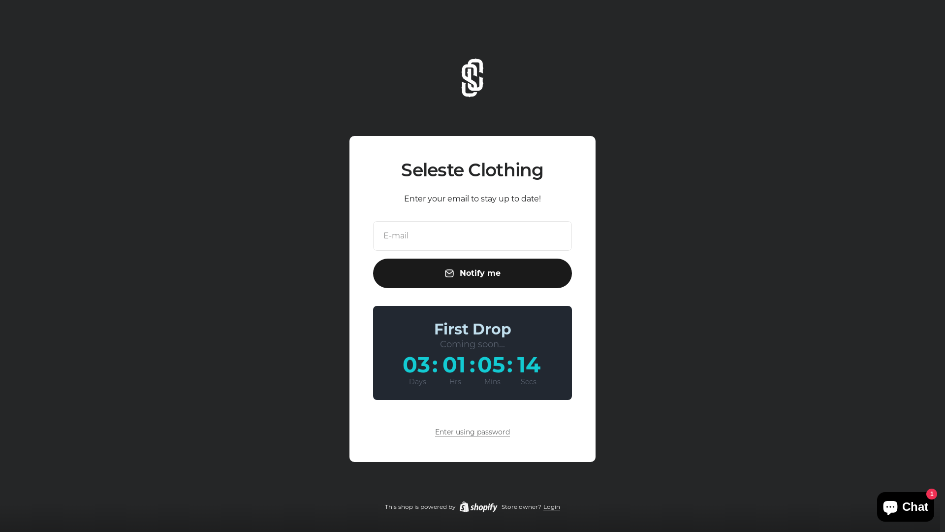 website screenshot of https://selesteclothing.us/