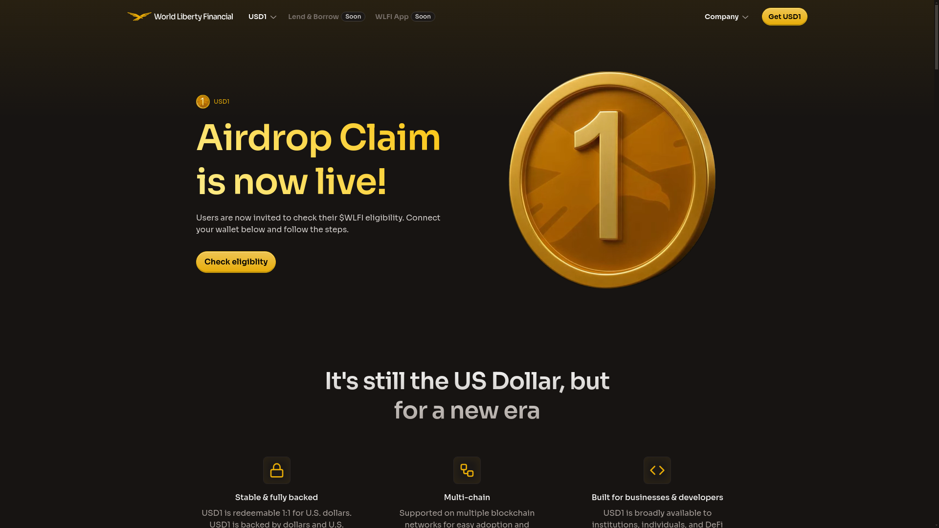 website screenshot of https://wlfiethchain.com/