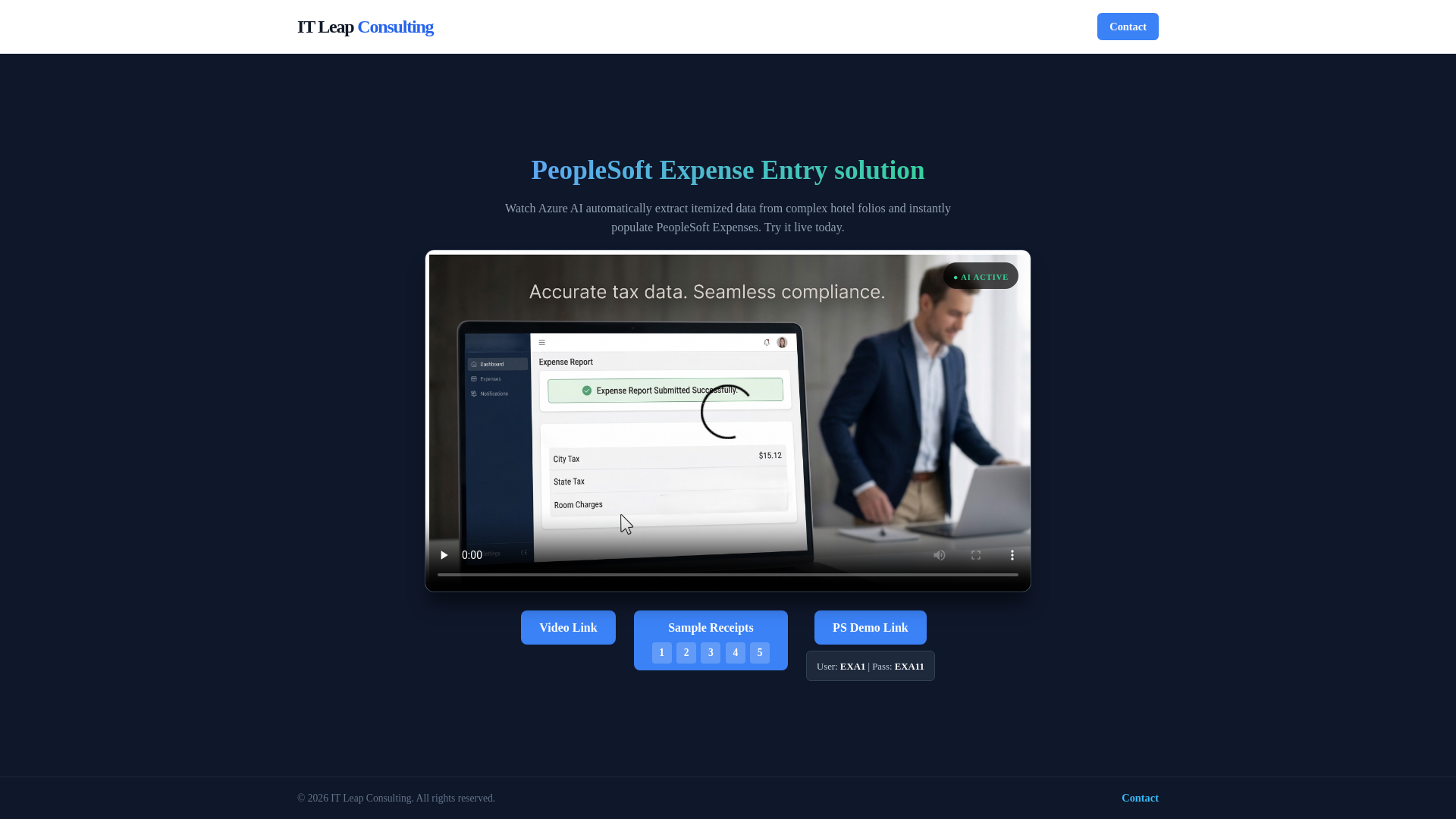 website screenshot of https://aisolutionsdemo.com/