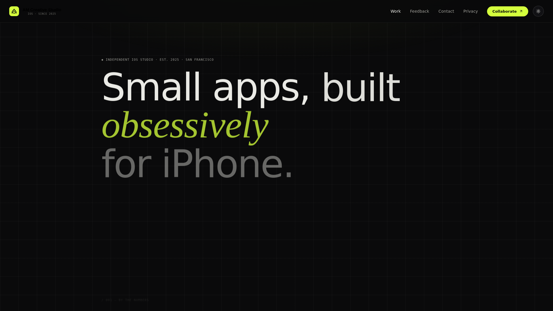 website screenshot of https://amcreativestudio.design