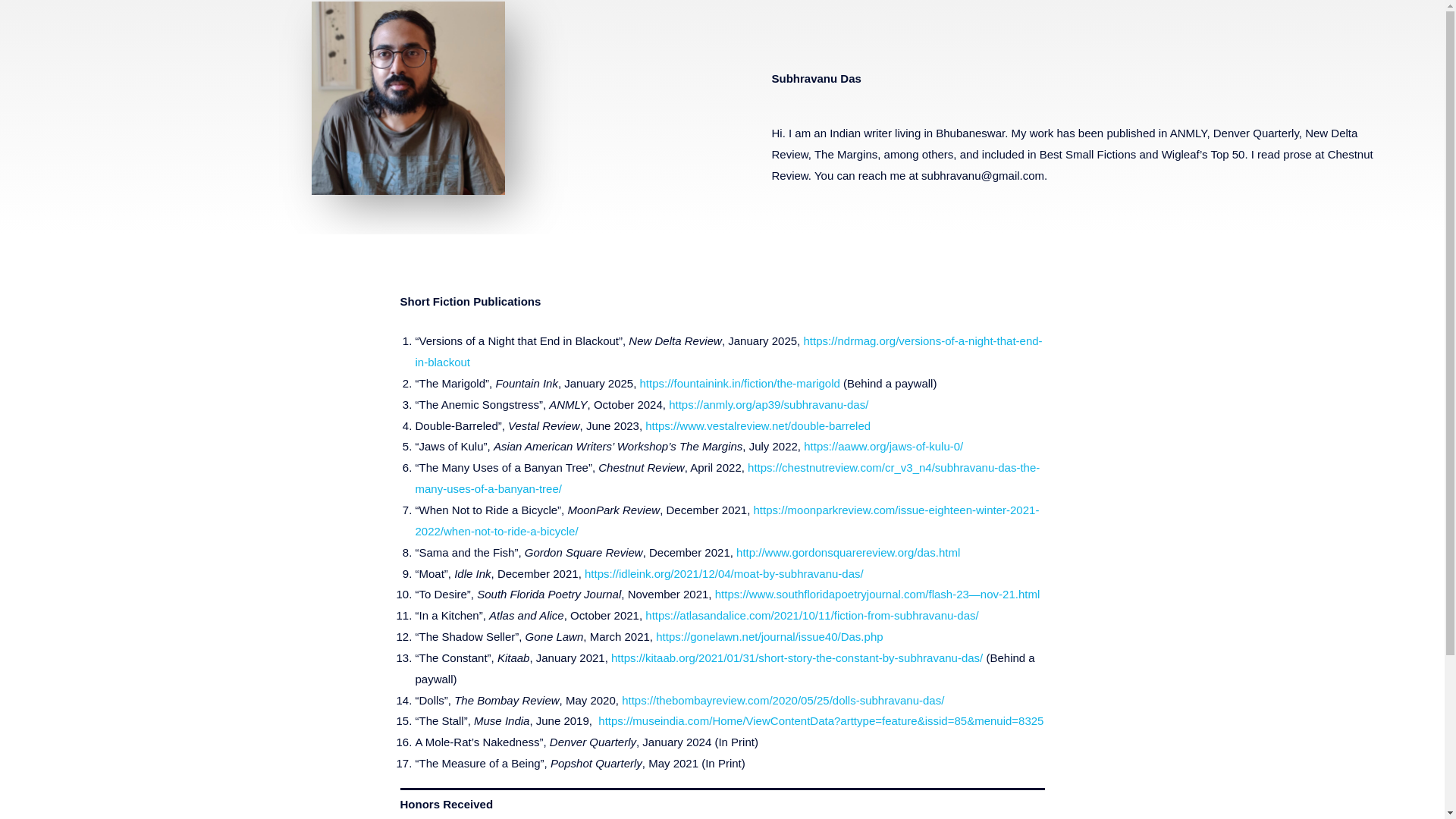 website screenshot of https://subhravanudas.com/