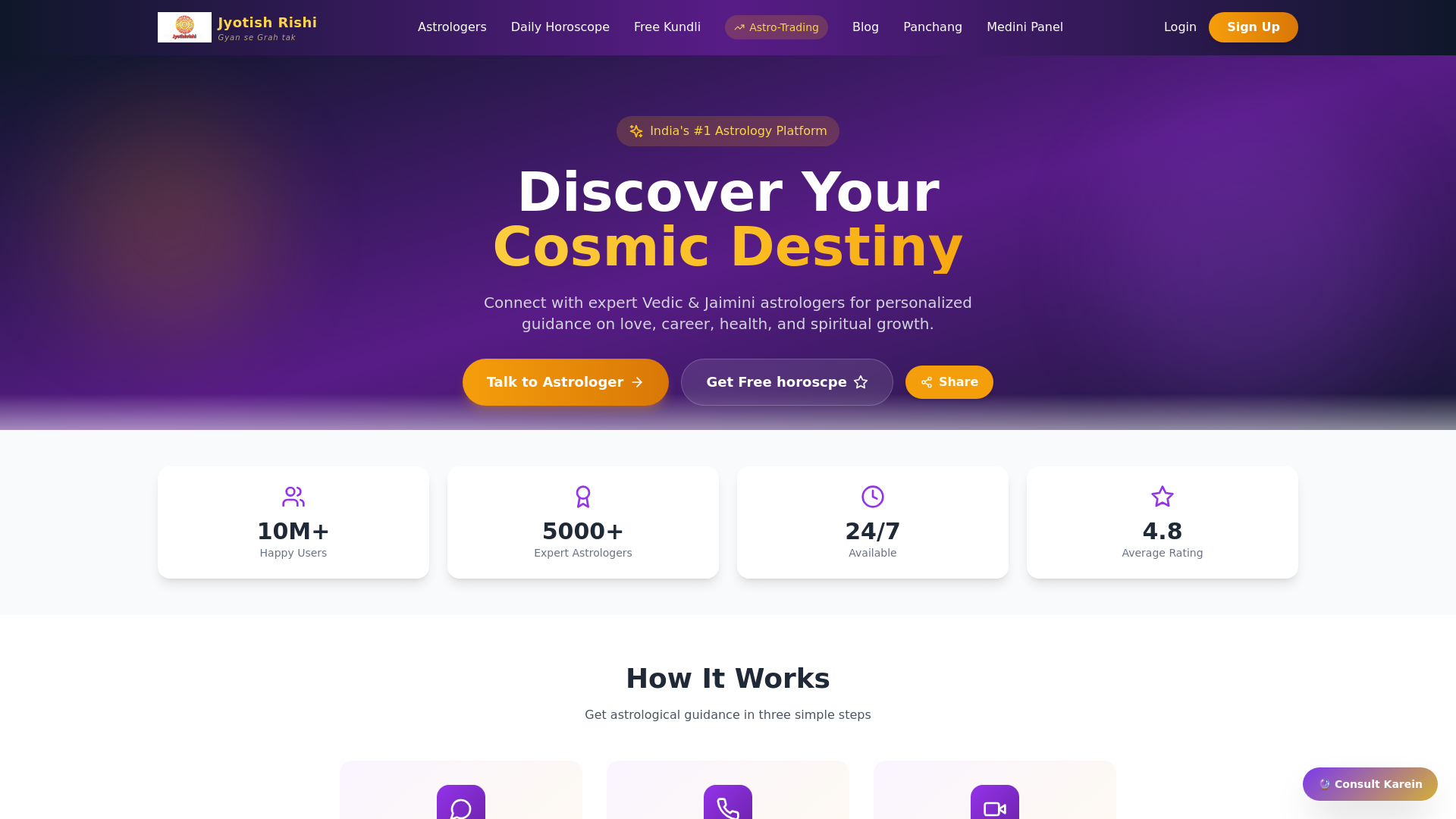 website screenshot of https://jyotishrishi.net