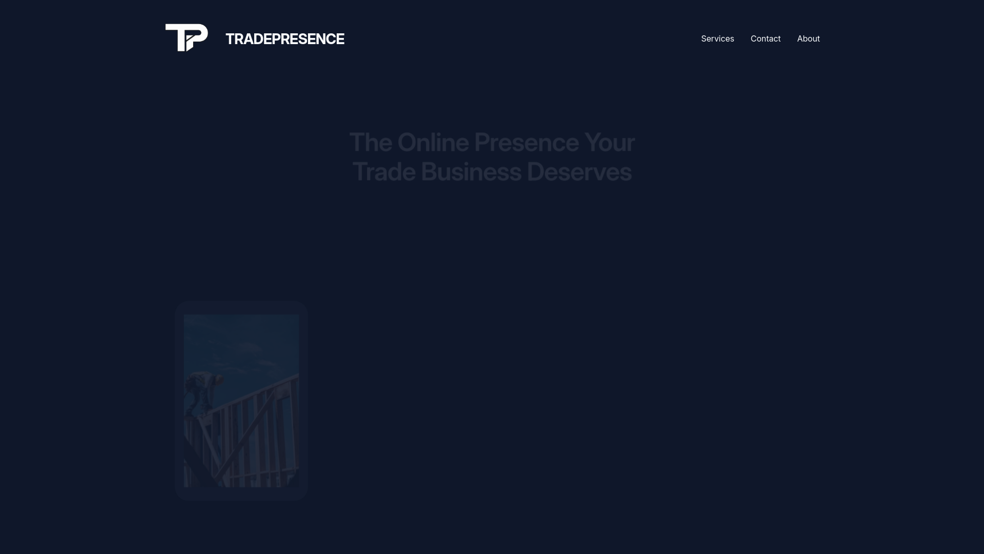 website screenshot of https://tradepresence.uk