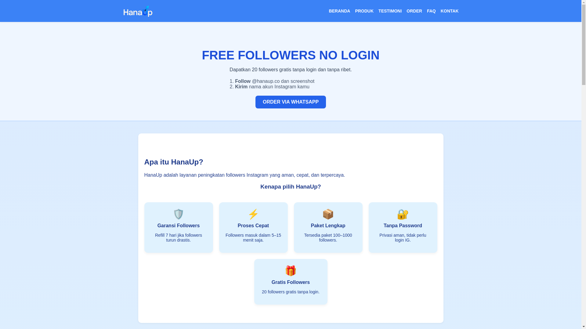website screenshot of https://hanaup.my.id/