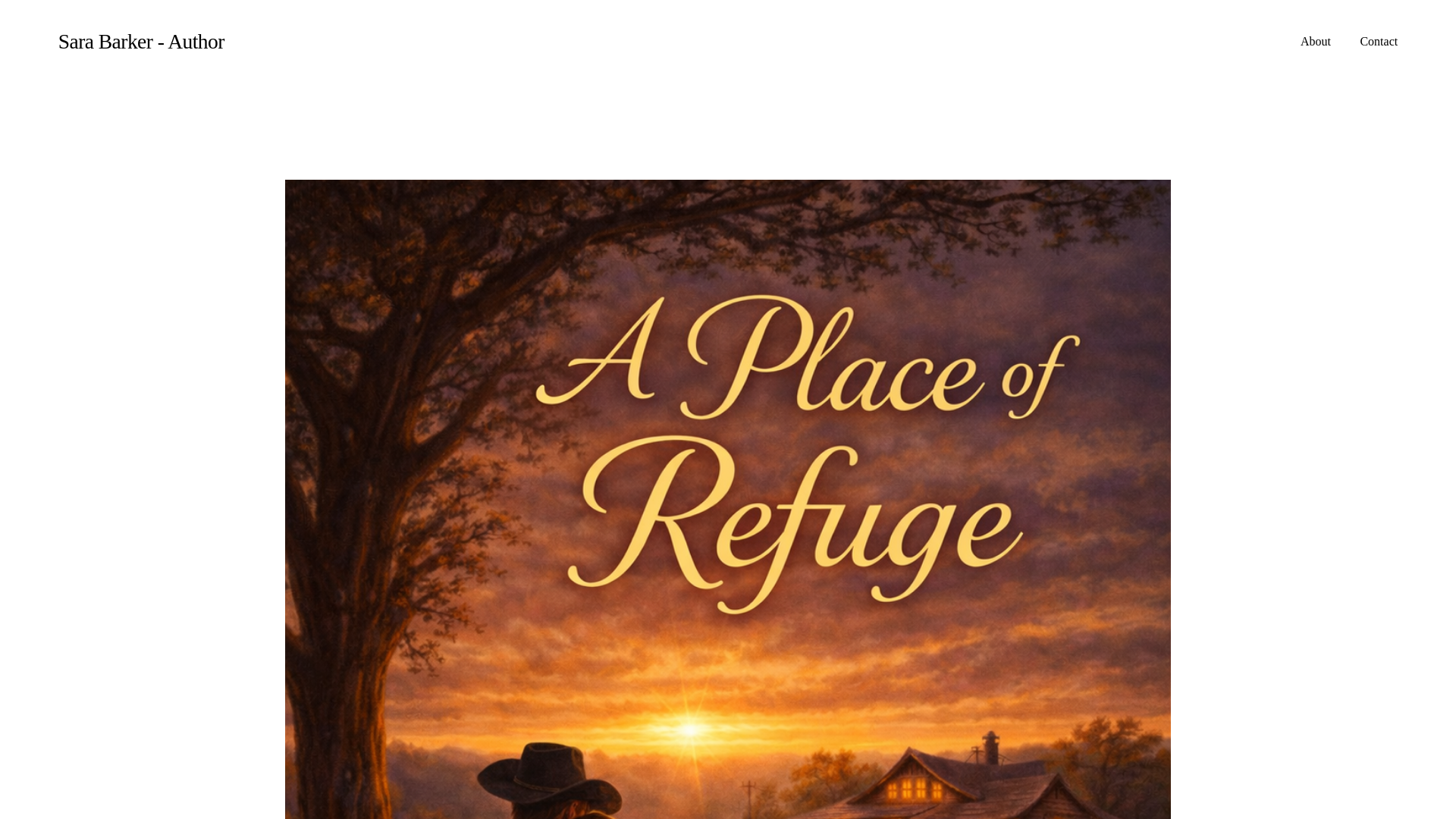 website screenshot of https://sarabarkerauthor.com/