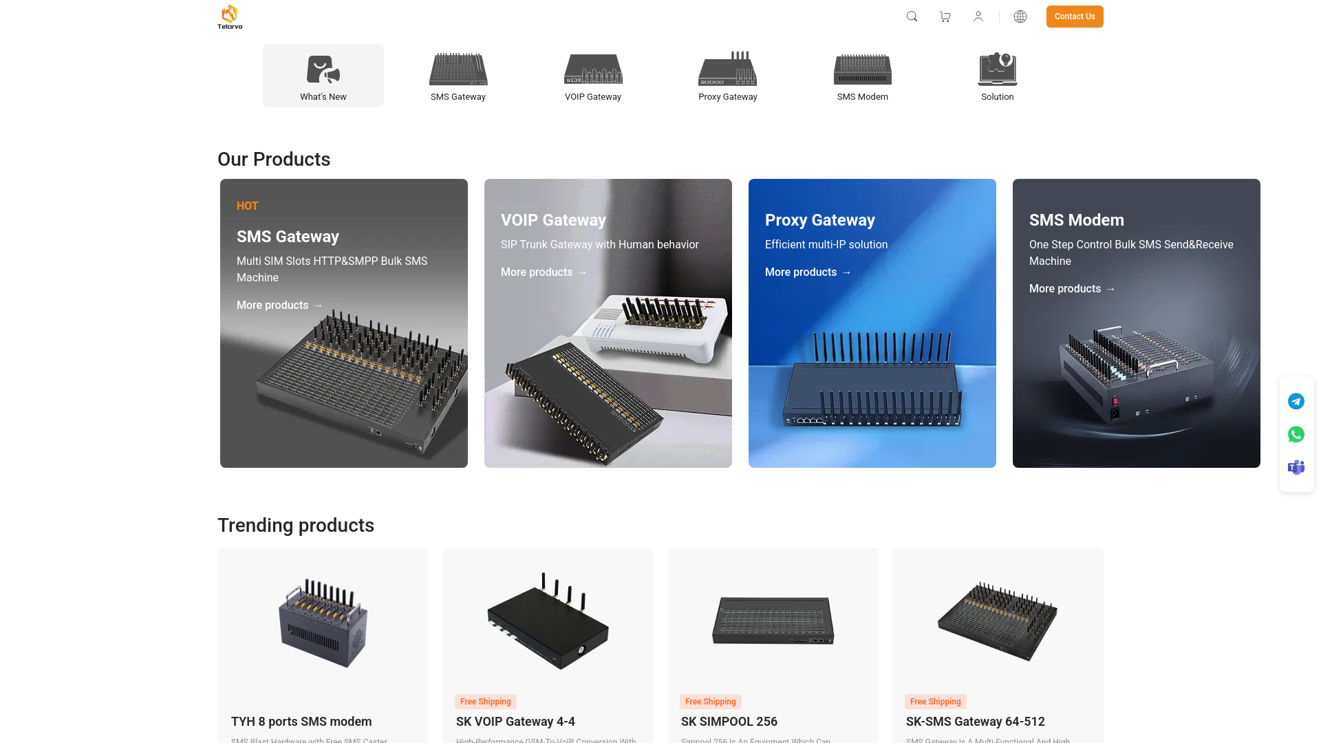 website screenshot of https://telarvostore.ru/