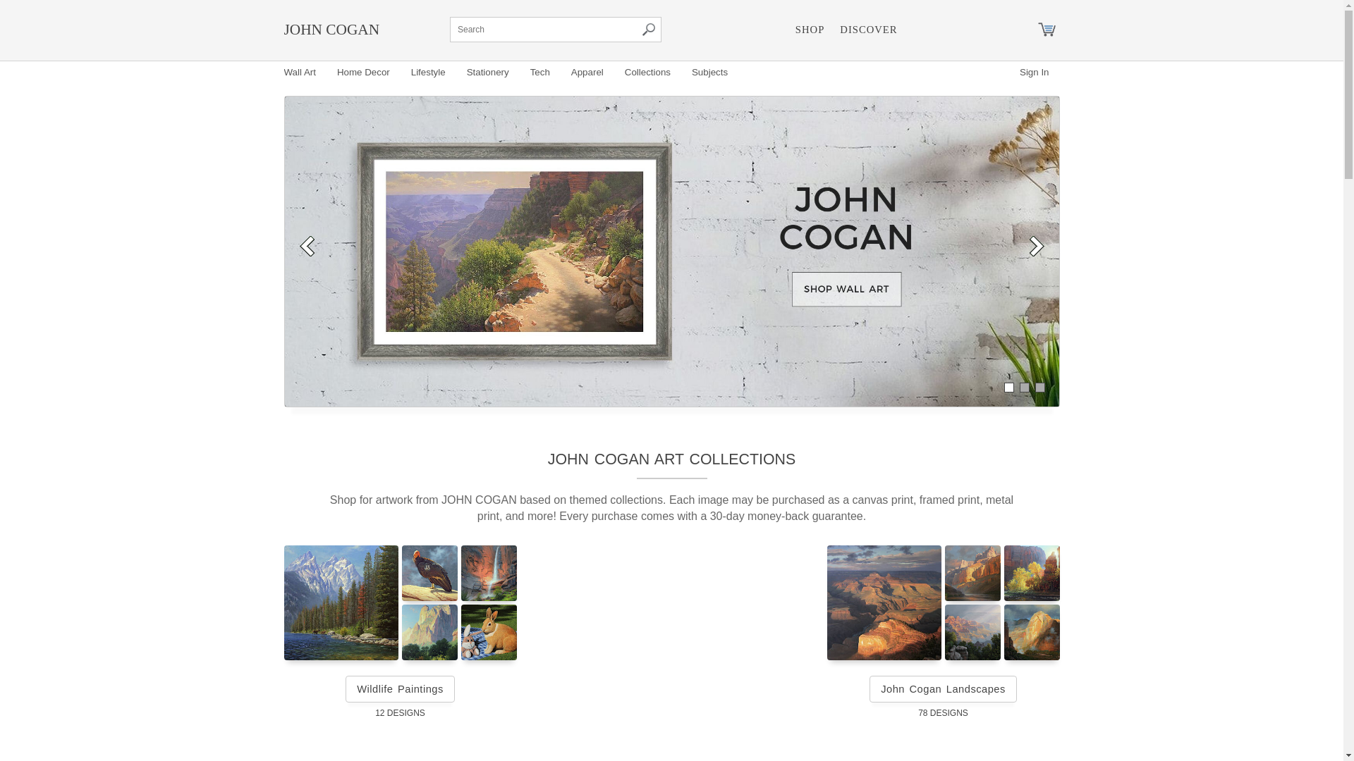 website screenshot of https://johncoganprints.com/