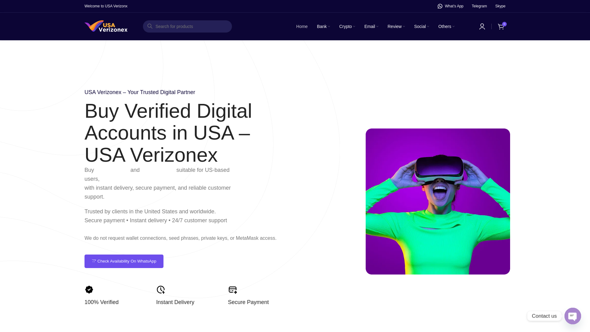 website screenshot of https://usaverizonex.com/