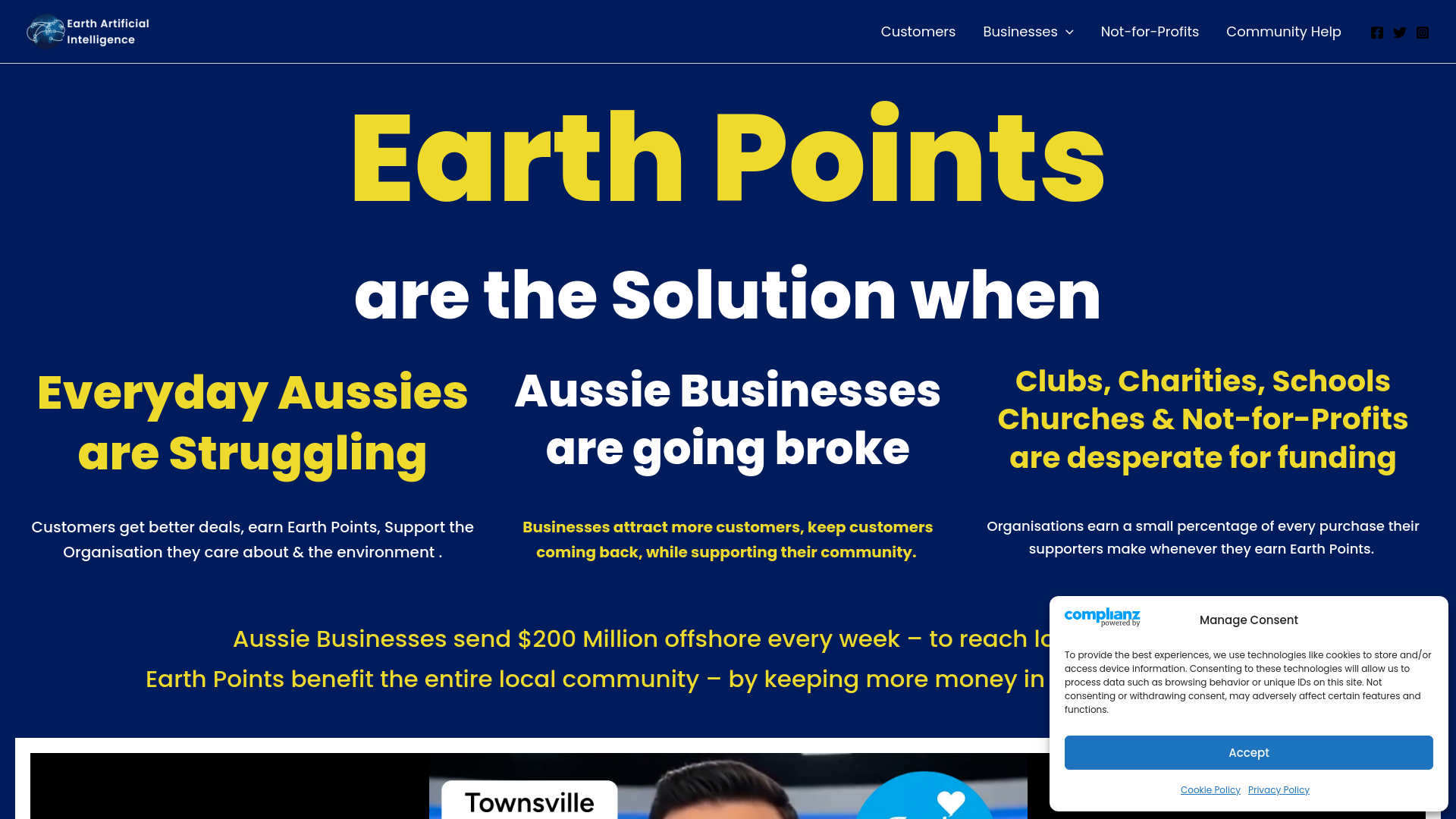 website screenshot of https://earthpoints.ai/