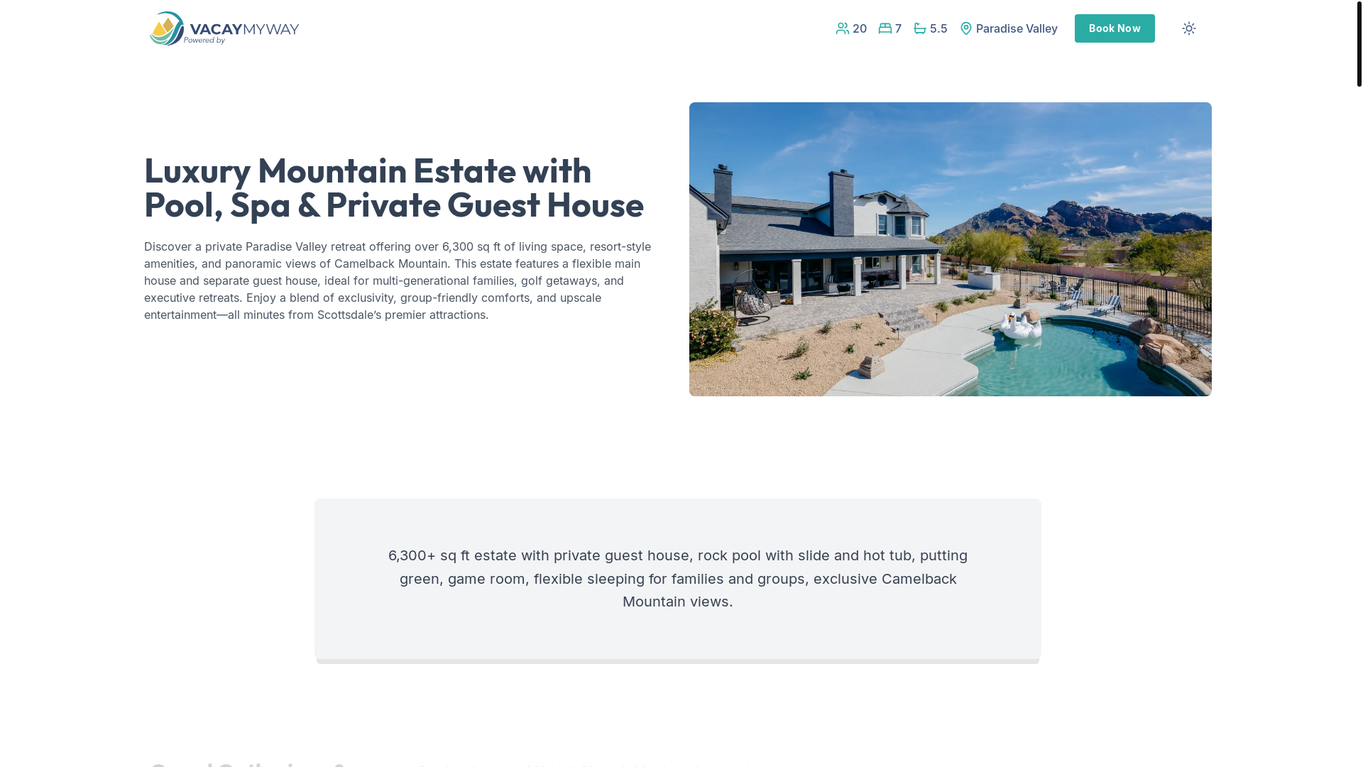 website screenshot of https://awecamelback.rentals/