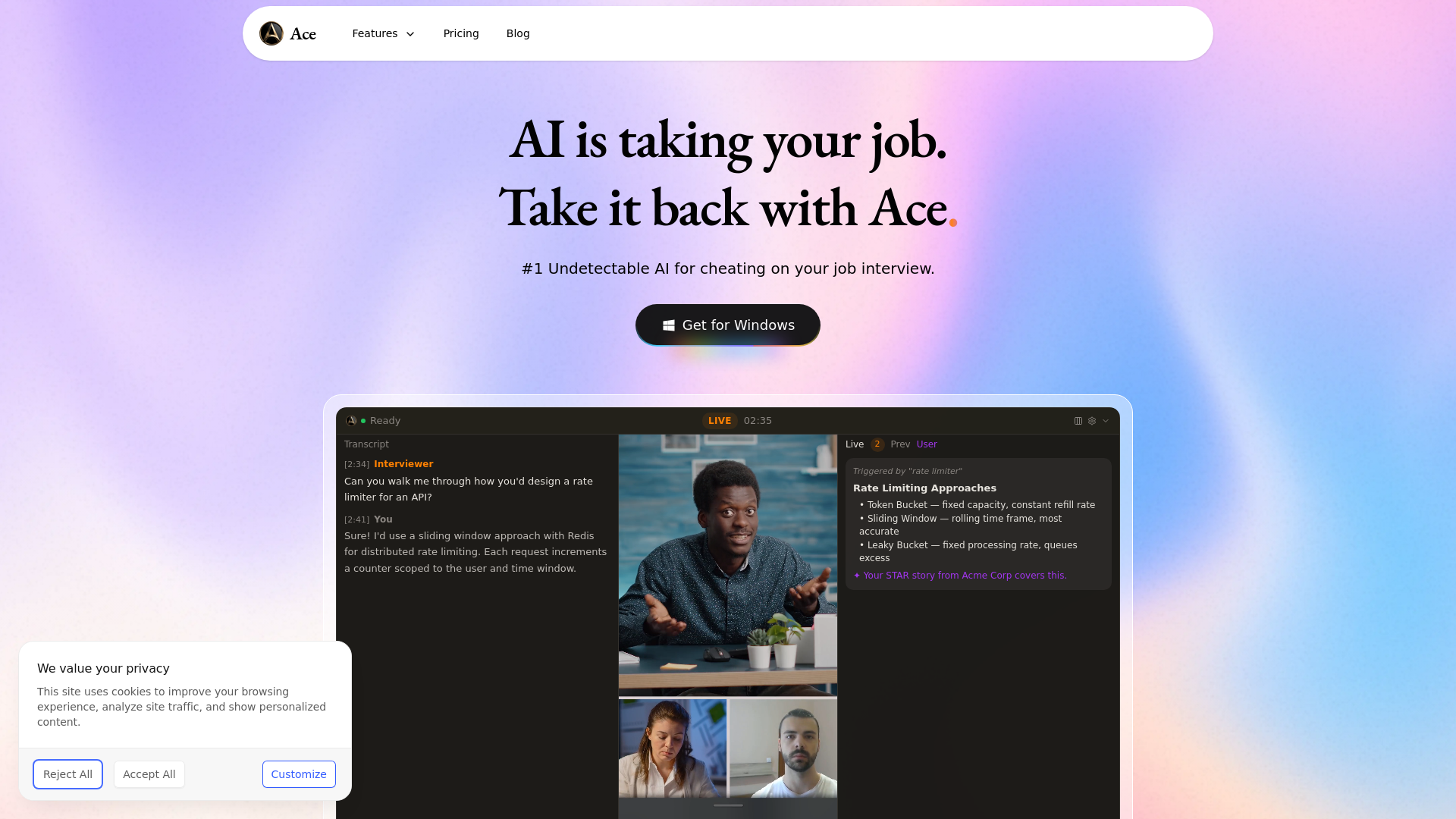website screenshot of https://getace-pro.pages.dev/