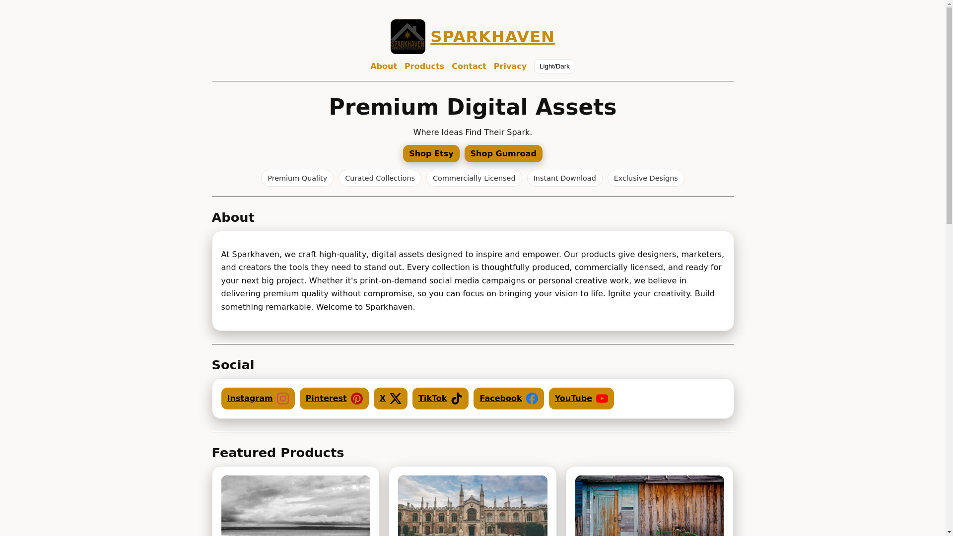 website screenshot of https://sparkhaven.pages.dev/