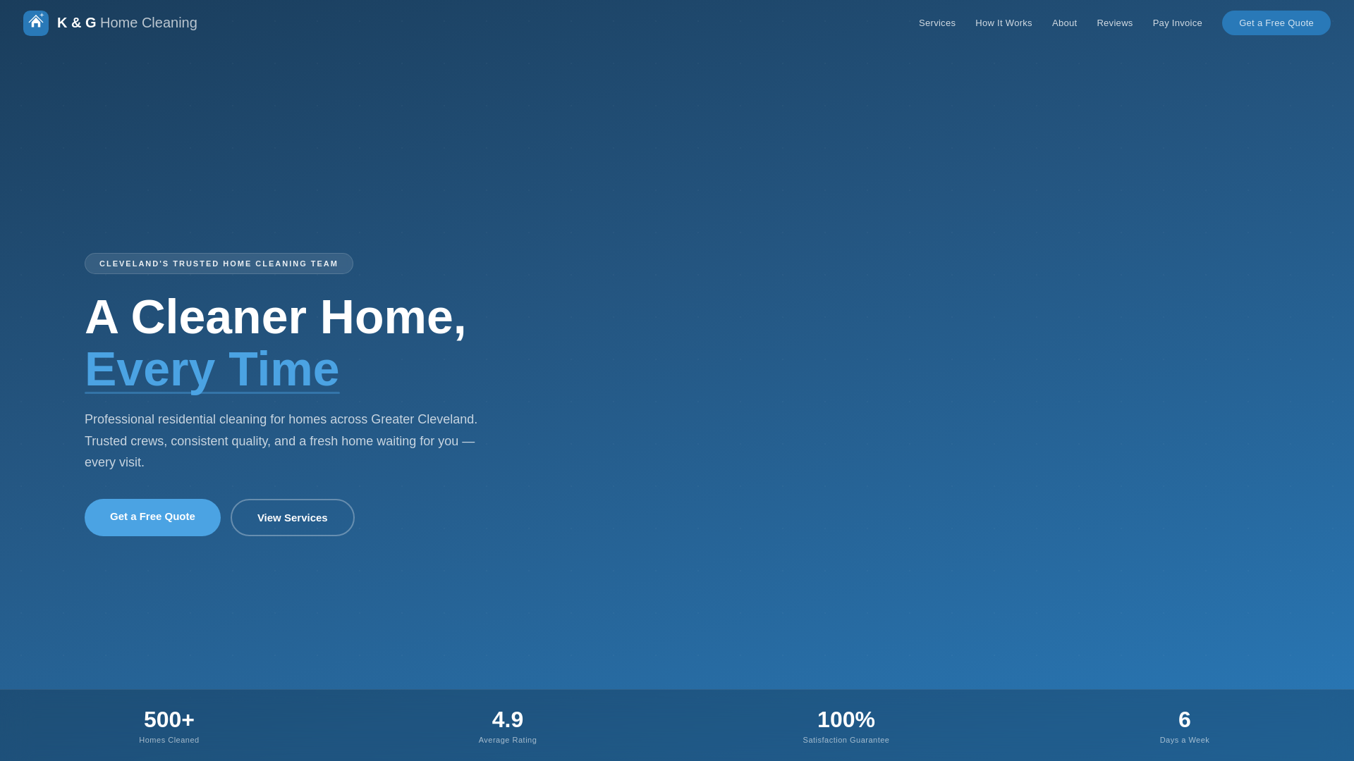 website screenshot of https://kandghomecleaning.com/