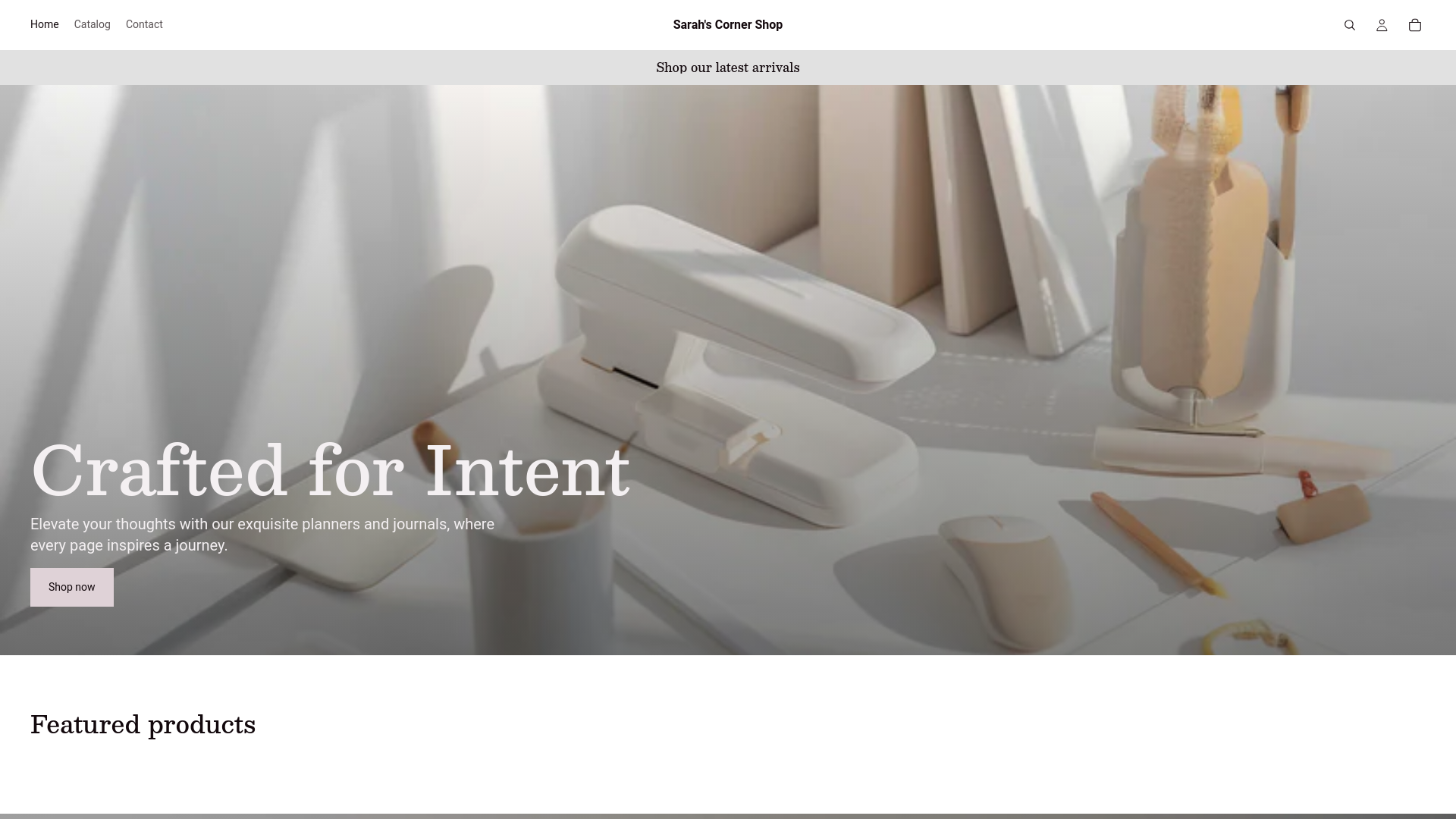website screenshot of https://sarahscornershop.store/