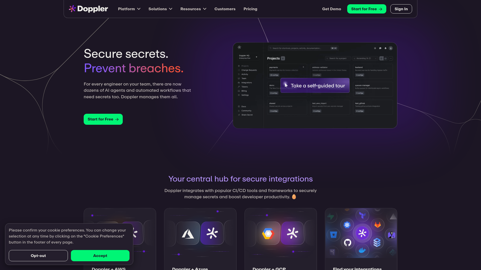 website screenshot of https://doppler.com/