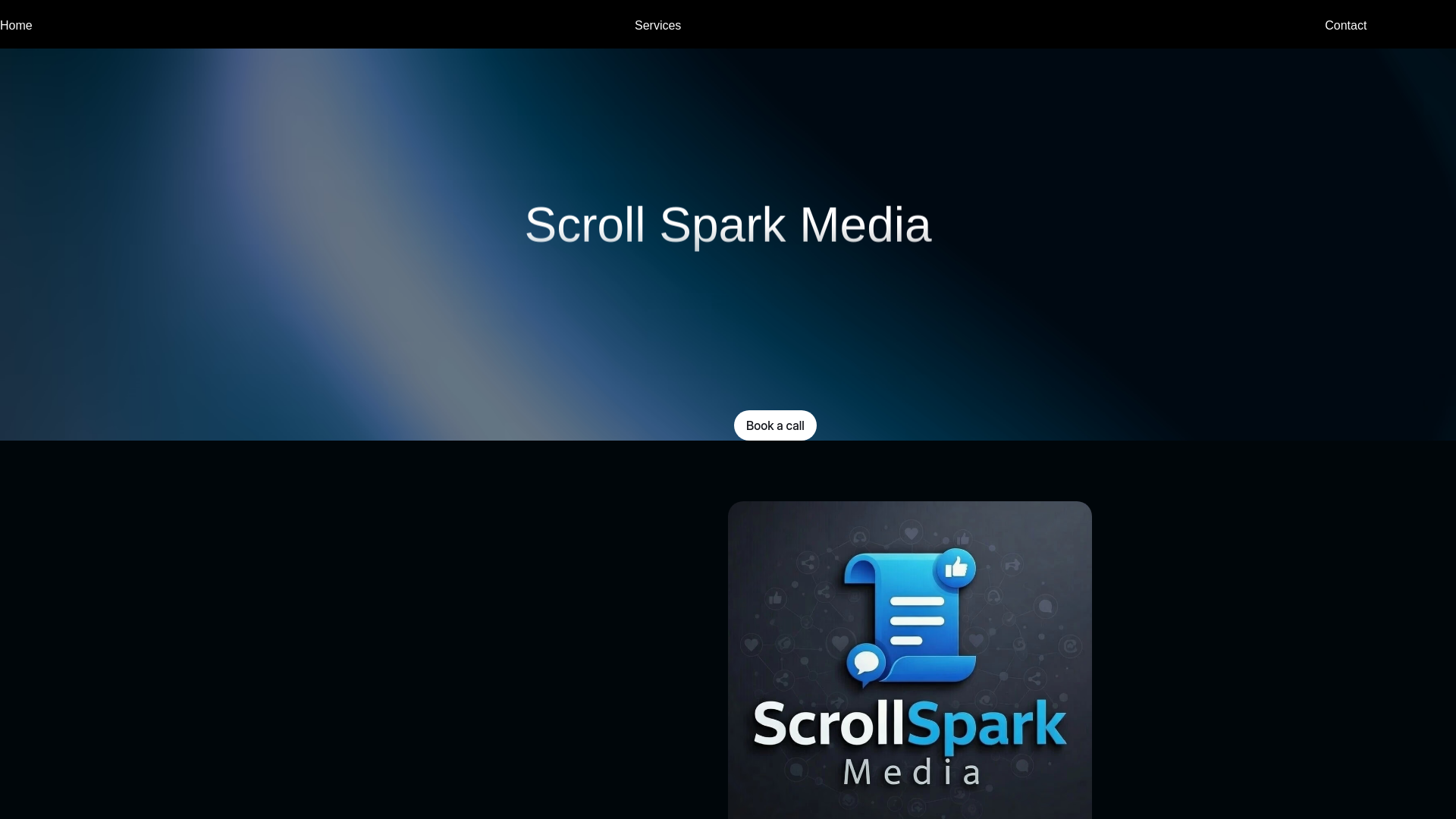 website screenshot of https://scrollsparkmedia.com/