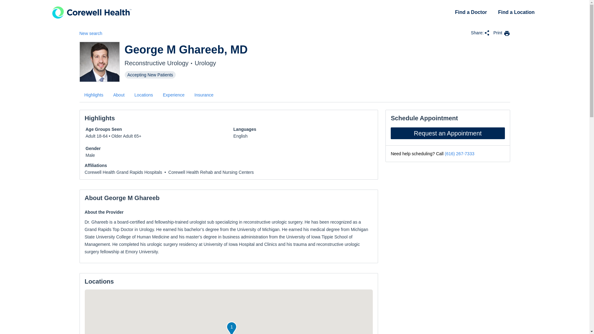 website screenshot of https://doctorghareebmd.com/